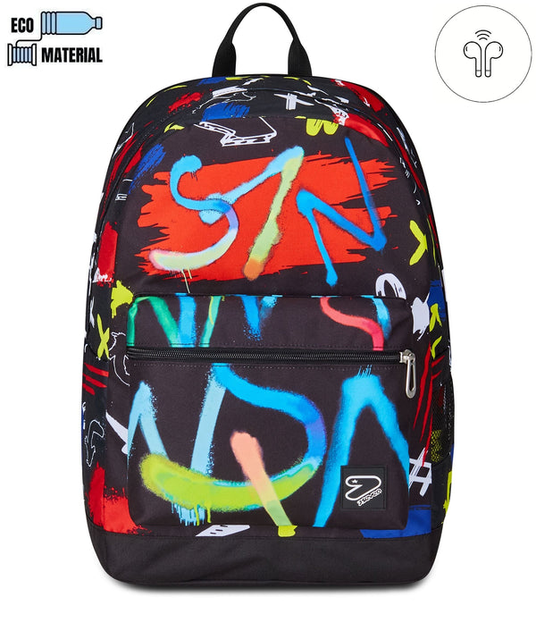 Seven® THE DOUBLE RUCKSACK MIT IN-EAR KOPFHÖRERN - THE DOUBLE GRAFFITILOAD - Default Title