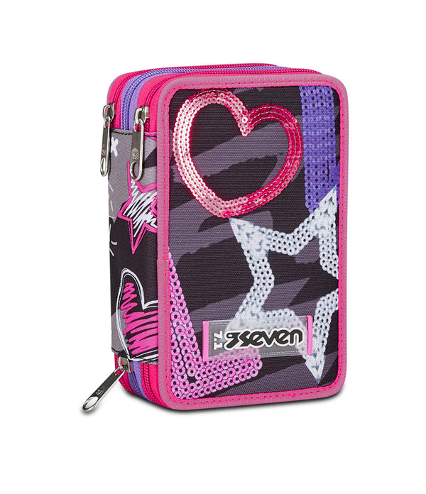 Seven® 3 ZIP PENCIL CASE - DRAFT HEART - Default Title