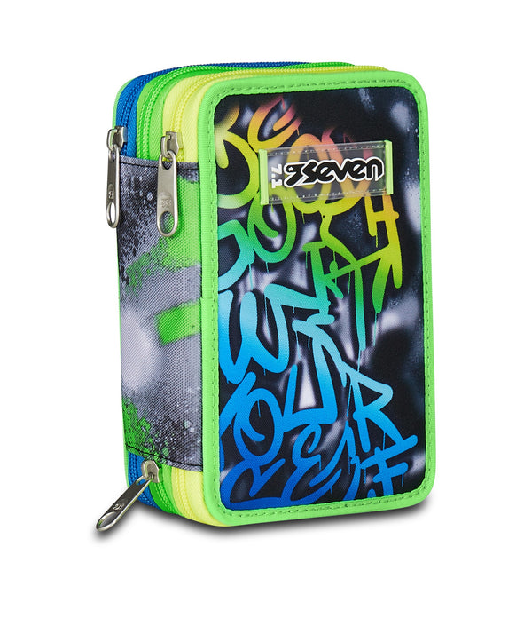 Seven® 3 ZIP - SPRINT PAINT BOY Mäppchen mit 3 Fächern - Default Title