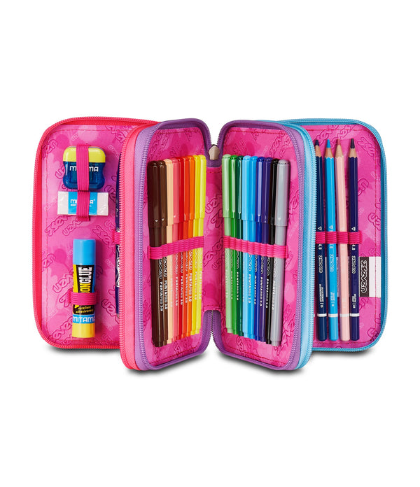 Seven® 3 ZIP - SPRINT PAINT GIRL Mäppchen mit 3 Fächern