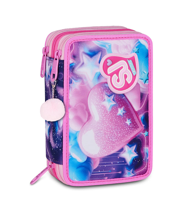 3 ZIP PENCIL CASE - FLUFFY PINK GIRL - Default Title