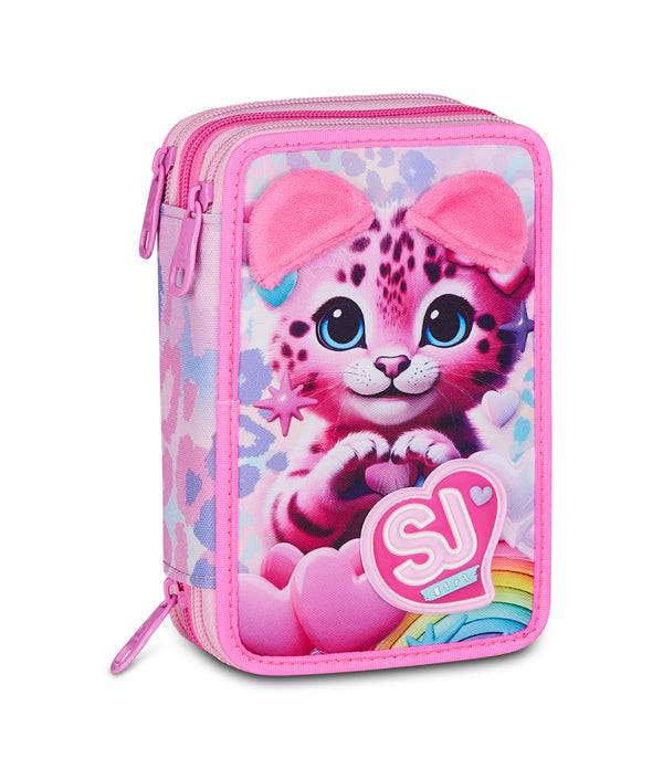 3 ZIP PENCIL CASE - HEART BUDDY GIRL - Default Title