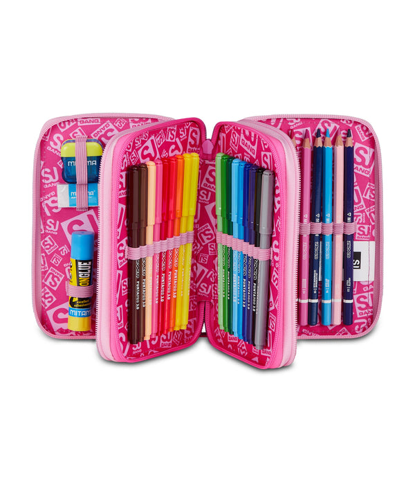 3 ZIP PENCIL CASE - HEART BUDDY GIRL