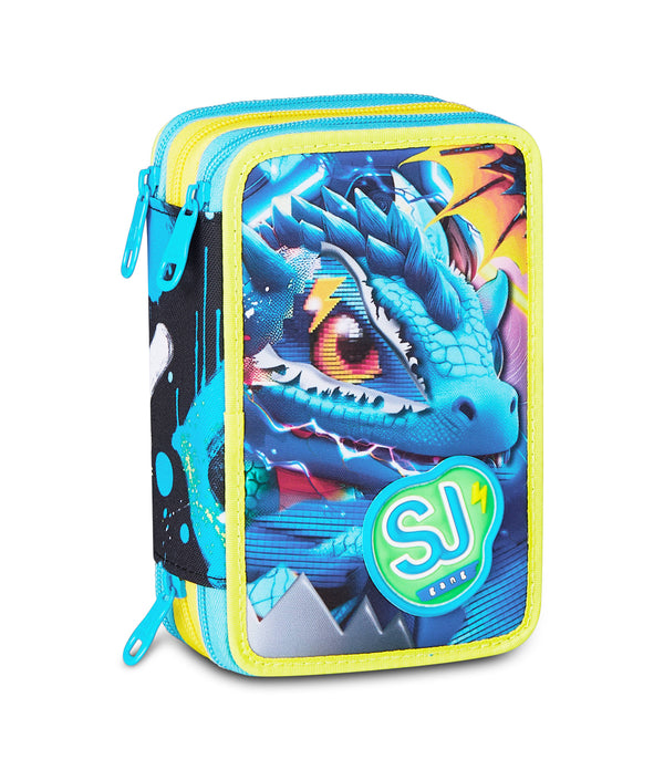 3 ZIP PENCIL CASE - METAL DRAGON BOY - Default Title
