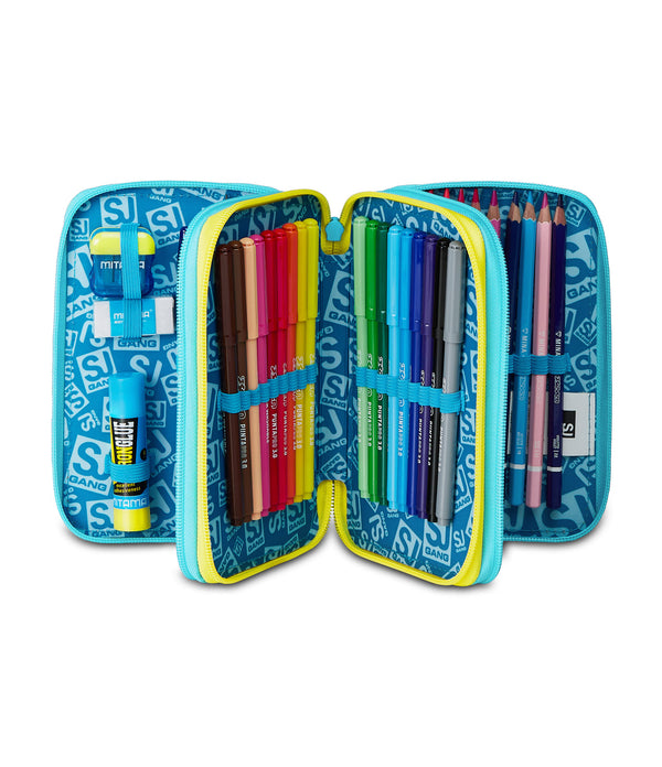 3 ZIP PENCIL CASE - METAL DRAGON BOY