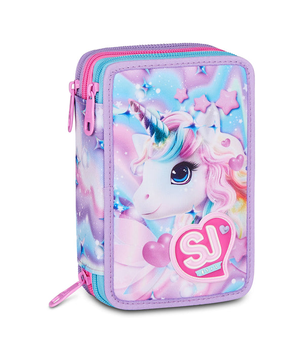 3 ZIP PENCIL CASE - LED UNICORN GIRL - Default Title