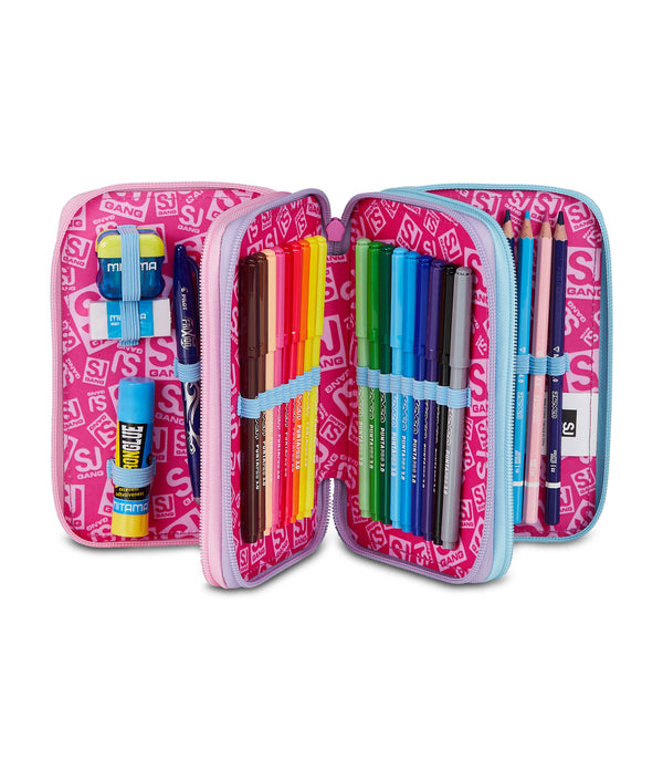 3 ZIP PENCIL CASE - MAGICAL FANTASY GIRL