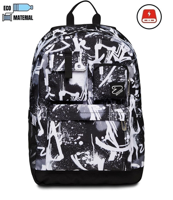 Seven® THE DOUBLE PRO POCKETS ERWEITERBARER RUCKSACK MIT POWERBANK - Default Title